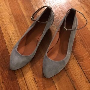 Madewell ankle strap mini wedge in gray